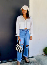 Load image into Gallery viewer, LOVER- Cropped Button Down Shirt-White