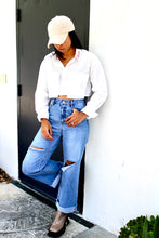 Load image into Gallery viewer, LOVER- Cropped Button Down Shirt-White
