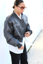 Load image into Gallery viewer, &quot;FOR GOOD&quot; Vegan Leather Cropped Bomber Jacket [ships between 12/6-12/12]
