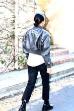 Load image into Gallery viewer, &quot;FOR GOOD&quot; Vegan Leather Cropped Bomber Jacket [ships between 12/6-12/12]
