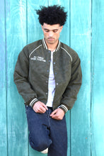 Load image into Gallery viewer, &quot;FOR GOOD&quot; Vegan Suede Varsity Bomber Jacket
