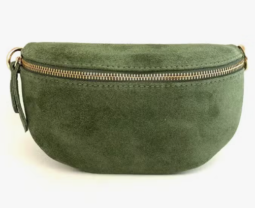Cassette Barcelona - Suede Sling Bag, Green (Two Straps Included)